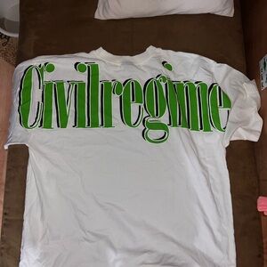 Civil Regime Men's White and Green Short Sleeve Tee